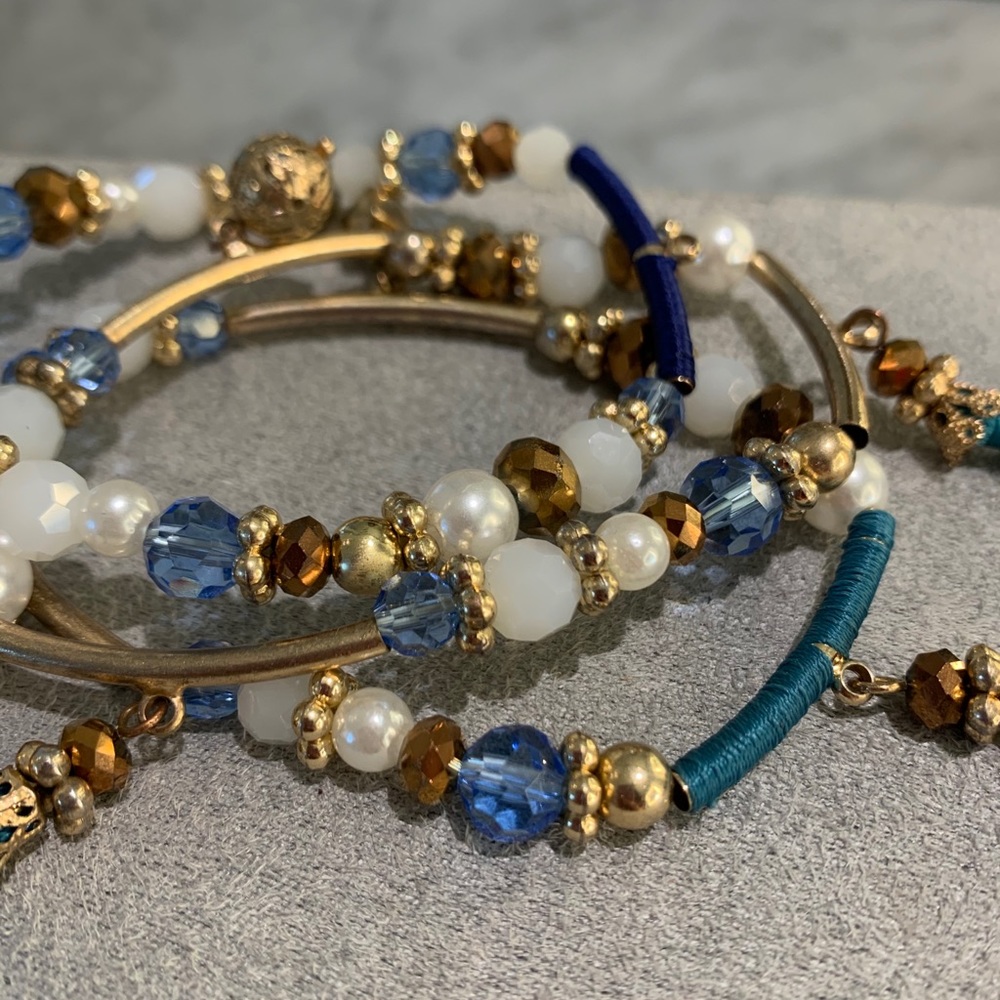 layered layering bead beaded bracelets with tassel